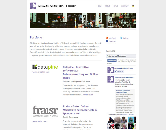 German Startups Group - Relaunch und Anpassungen der Webseite