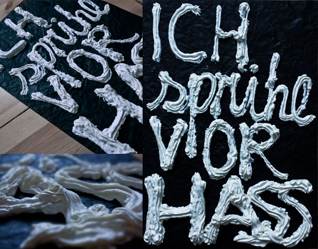 Experimentelle Typografie mit Spr&uuml;hsahne