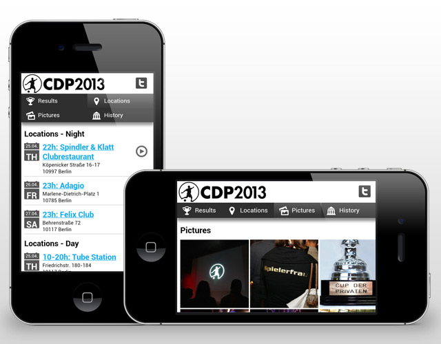mobile Webseite: Web-App Live-Ergebnisse (Cup der Privaten)