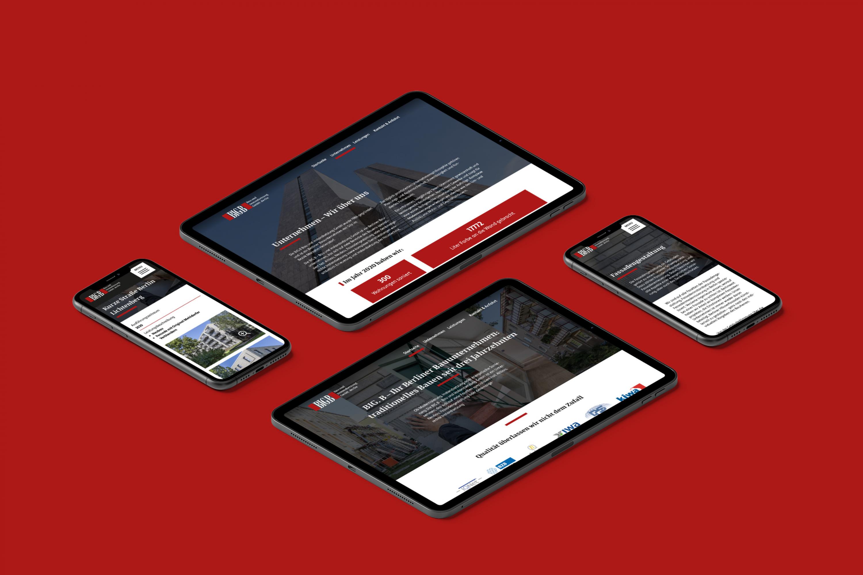Big-Bau-Website-responsive-FORMLOS-berlin-Webdesign-Gestaltung iPhone 11 Pro Max and iPad Pro Mockup #2 by Anthony Boyd Graphics